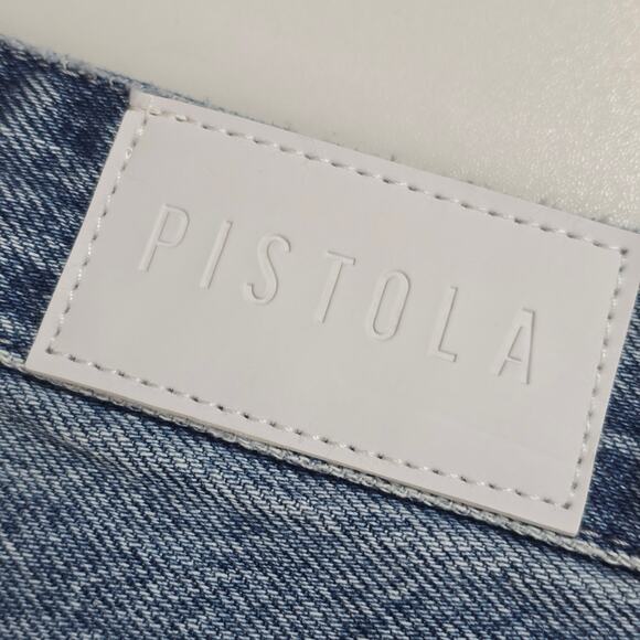 Pistola Kaia Denim Midi Skirt Blue Cult Front Back Slit Size 25 - Picture 8 of 12